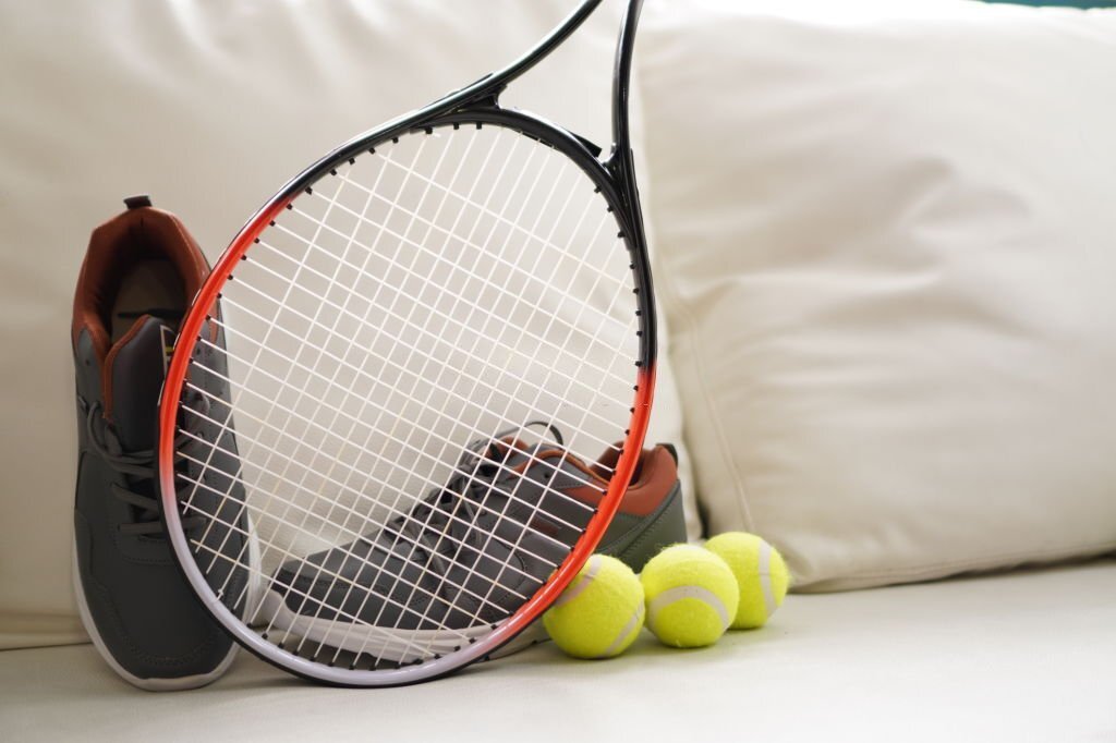 Tennis: Image showing a tennis equipment, close-up, outdoor sports.