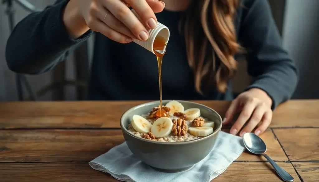 Sliced bananas in a warm bowl of oatmeal are a classic breakfast option