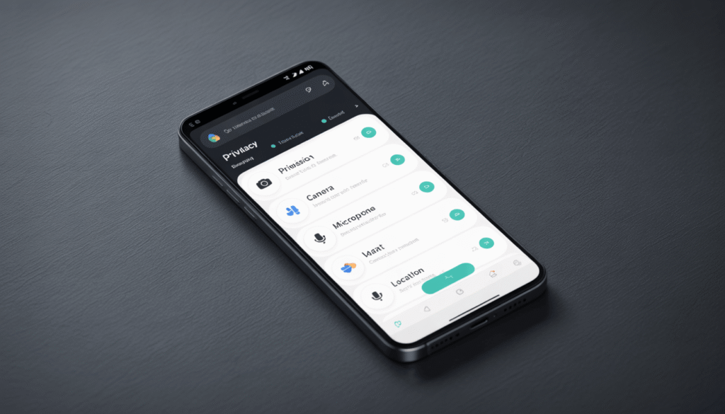 Android privacy settings menu showing permission manager and location access options