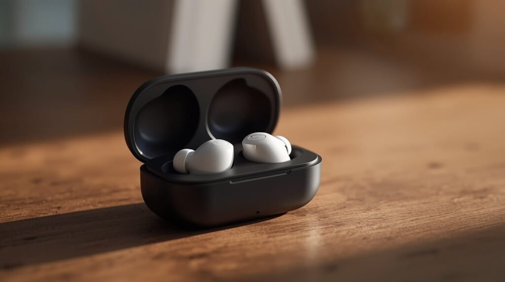 budget wireless earbuds under 2000 India held in hand showing size