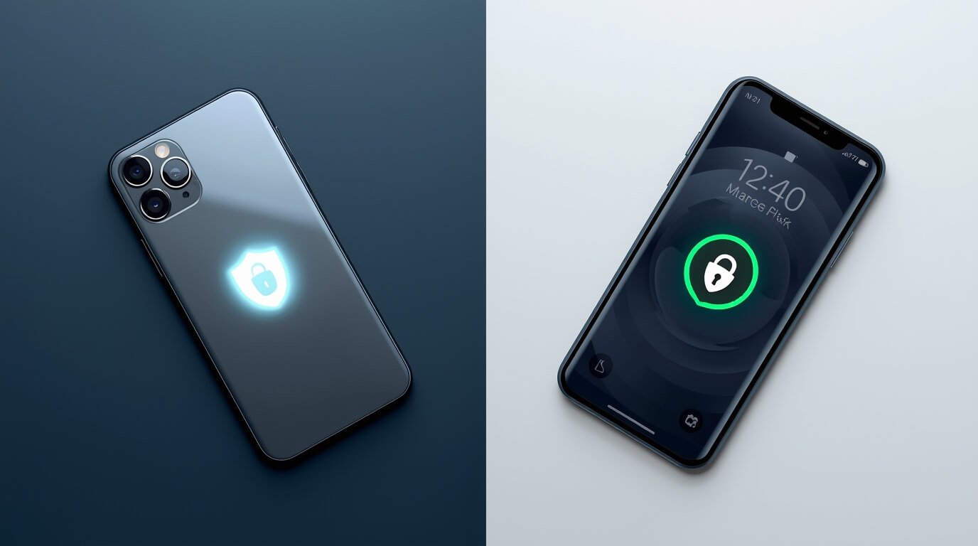 iPhone vs Android privacy comparison 2026 — two smartphones side by side