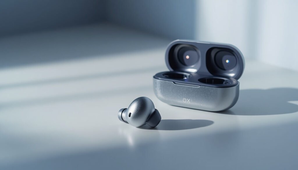 Closeup of boAt wireless earbuds showing design features and build quality