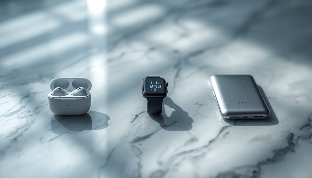 Side by side comparison of affordable wireless earbuds and smartwatch under 1000 rupees