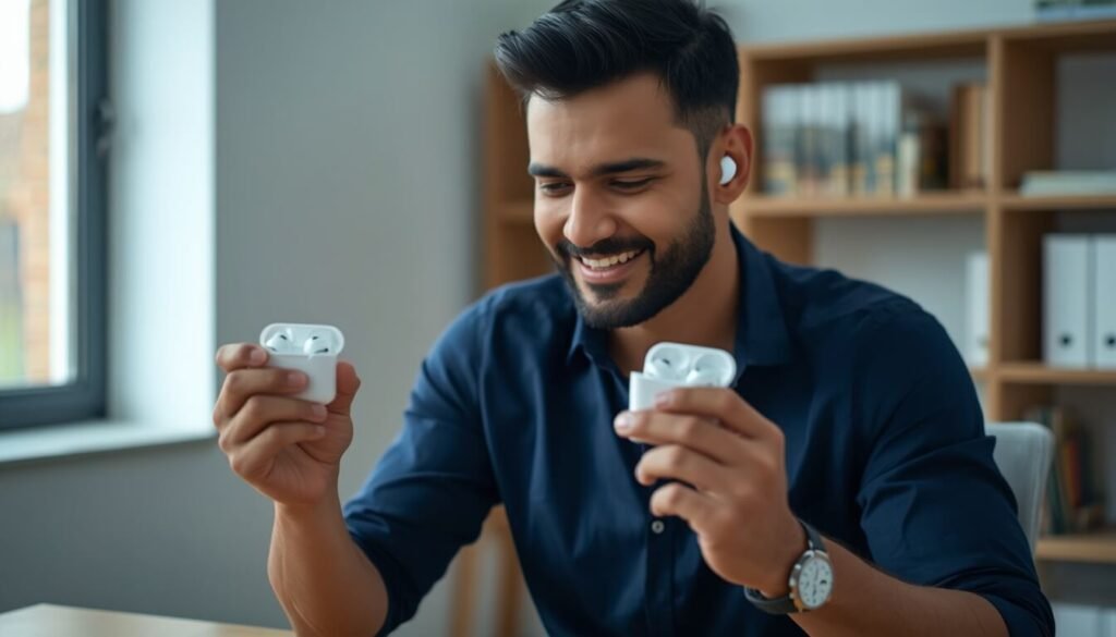 Wireless Bluetooth earbuds under 2000 rupees being tested by young Indian professional
