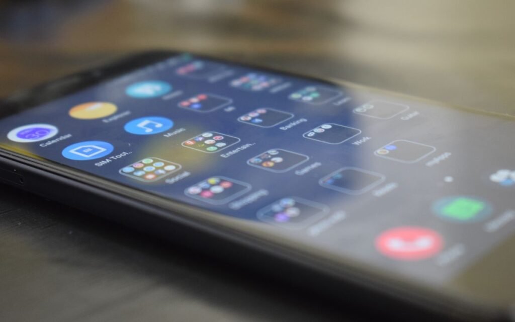 Close-up of app icons on an Android phone screen