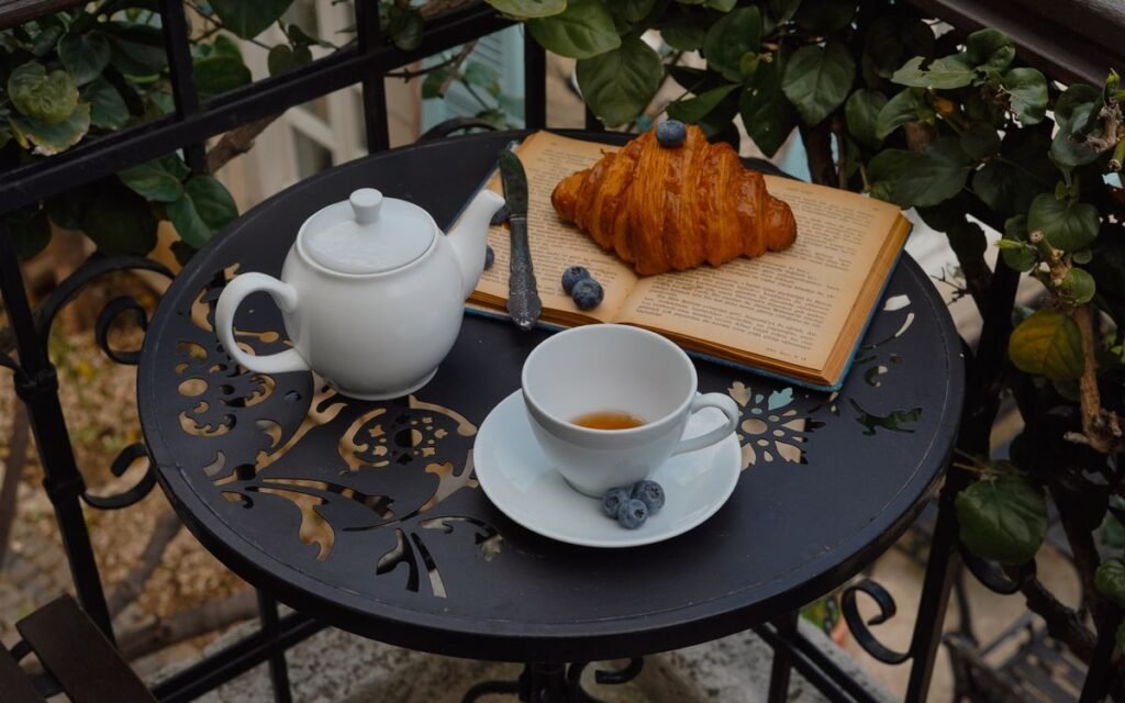 vitamin d sunlight: tea on a sunny balcony